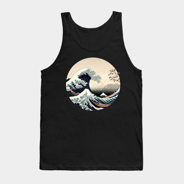 Japanese Art Style Great Wave off Kanagawa Tank Top by SamCreations